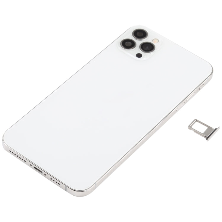 iPhone 12 Pro Max Imitation Case Back Cover for iPhone XS MAX (with SIM Card Tray and Side Keys Power + Volume Flex Cable and Charger Flex Module and Vibration Speaker) (White)