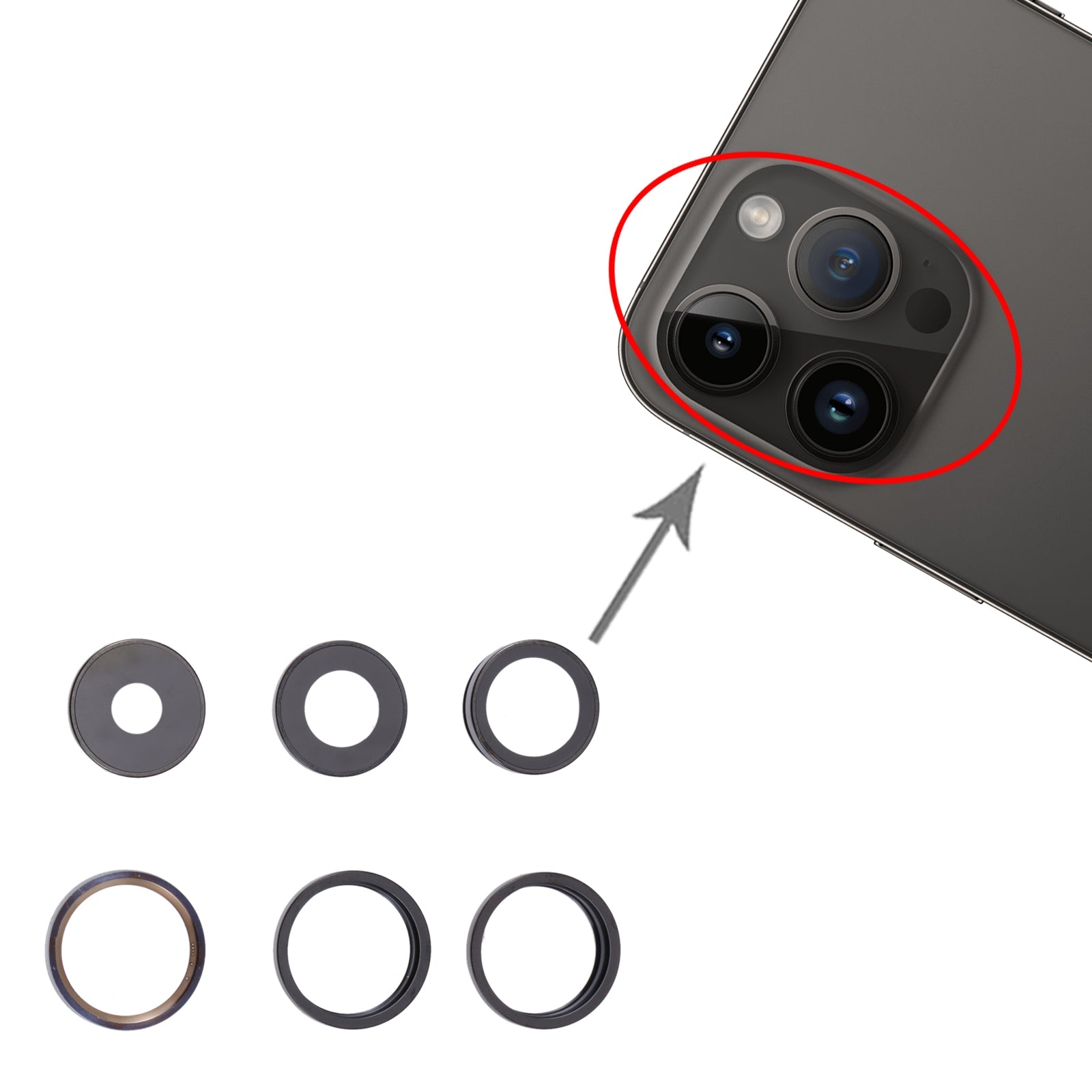 Cache Objectif Caméra Arrière Apple iPhone 14 Pro Noir