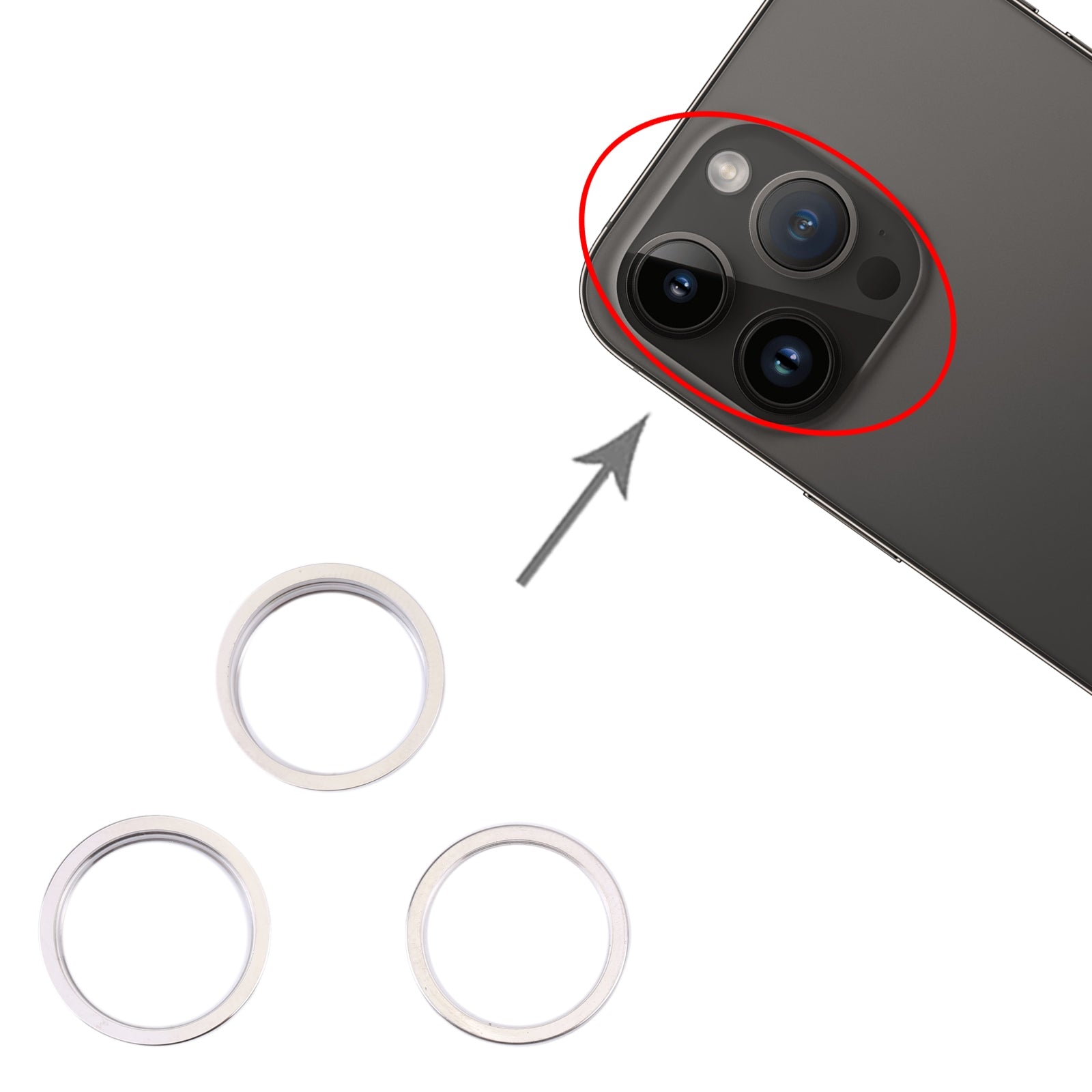 Aros para Lente Camara Trasera Apple iPhone 14 Pro Plata