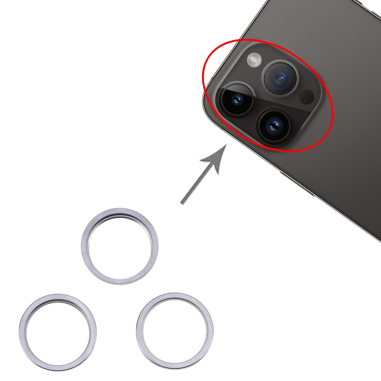 Aros para Lente Camara Trasera Apple iPhone 14 Pro Max Gris