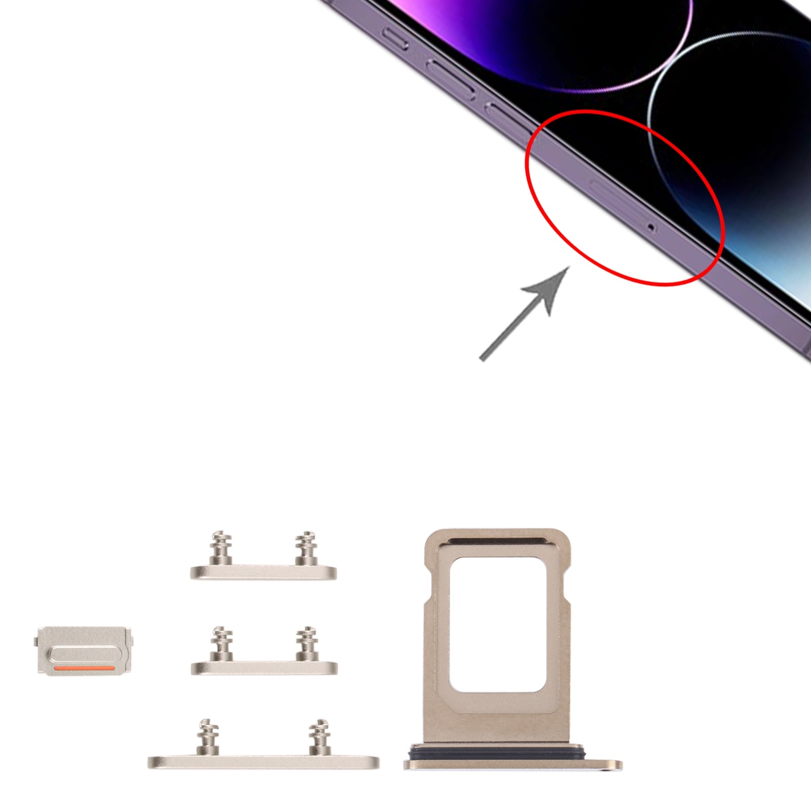Botones Exteriores Completos + Porta Dual SIM Apple iPhone 14 Pro Dorado