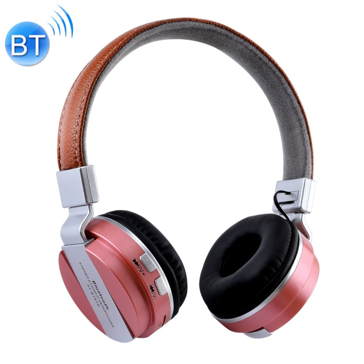 Bluetooth V4.2 Headphones with Stereo Sound Quality BTH-858 Bluetooth Distance: 10m Support 3.5mm Audio Input and FM For iPad iPhone Galaxy Huawei Xiaomi LG HTC and other Smart Phones (Rose Gold)