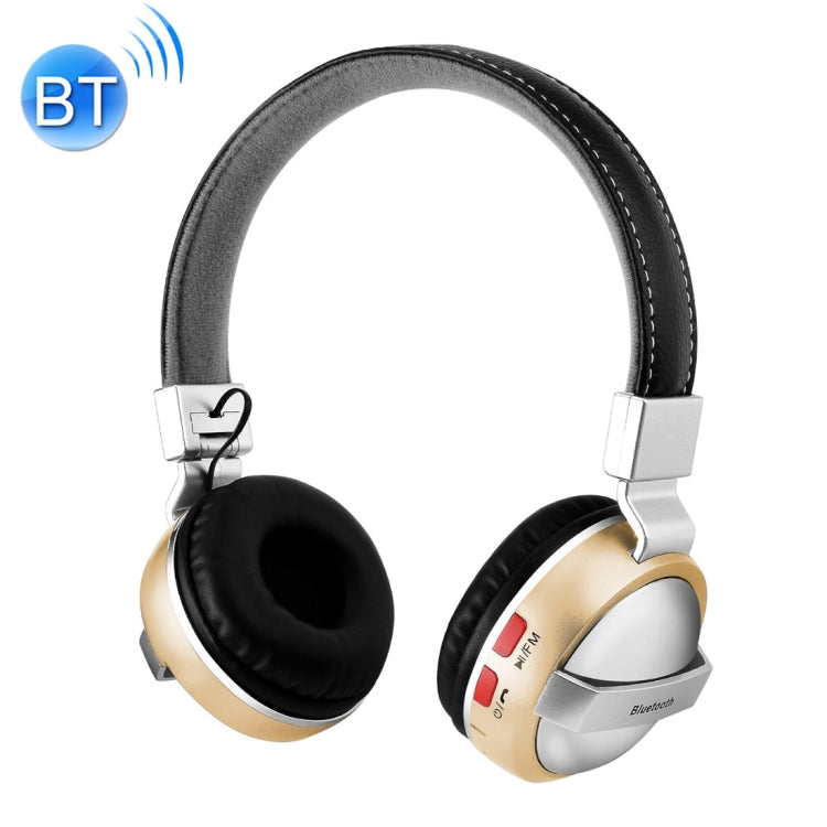BTH-868 Stereo Sound Quality V4.2 Bluetooth Headphones Bluetooth Distance: 10M Supports 3.5mm Audio Input and FM (Gold)