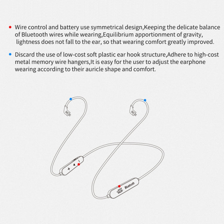 Cable de actualización Bluetooth de alta fidelidad impermeable KZ para Auriculares KZ ZSN (Negro)
