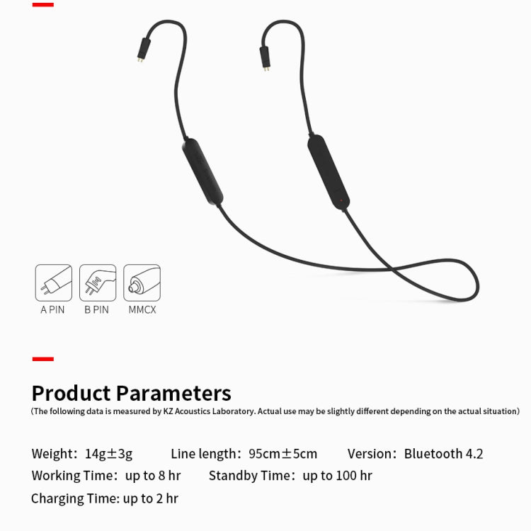 Cable de actualización Bluetooth de alta fidelidad impermeable KZ para Auriculares KZ ZS3 / ZS4 / ZS5 / ZS6 / ZSA (Negro)