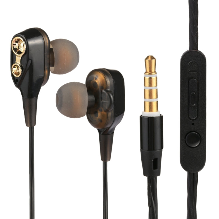 In-Ear Headphones C-65 Dual Headphones 3.5mm Inner Driver Stereo Headphones with Mic (Black)
