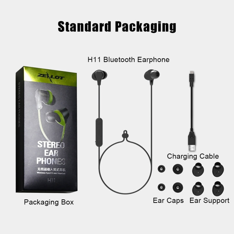 ZEALOT H11 Écouteurs de sport intra-auriculaires Bluetooth haute stéréo sans fil avec câble de chargement USB Distance Bluetooth : 10 m (noir rouge)