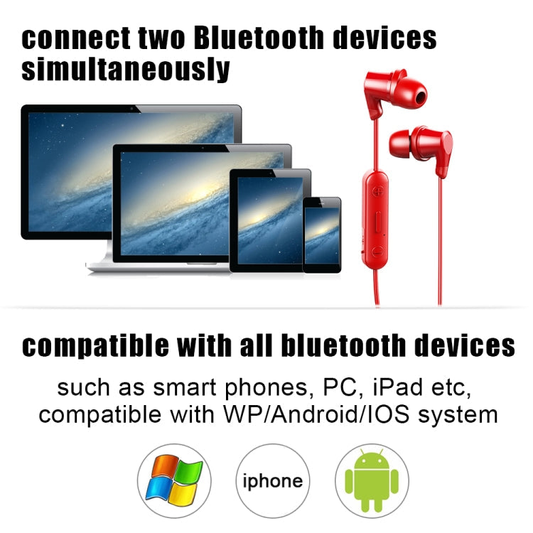 ZEALOT H11 Auriculares Deportivos internos Inalámbricos de alta Stereo con Bluetooth con Cable de Carga USB Distancia de Bluetooth: 10 m (Negro Rojo)