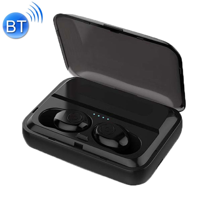 Auriculares Bluetooth Stereo Inalámbricos binaurales F9 TWS V5.0 con Estuche de Carga (Negro)