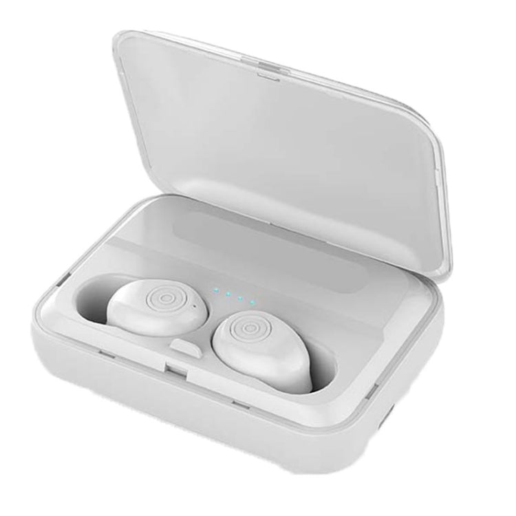 Auriculares Bluetooth Stereo Inalámbricos binaurales F9 TWS V5.0 con Estuche de Carga (Blanco)