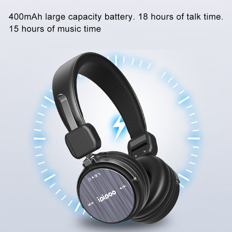 Ipipoo EP-2 Wireless Bluetooth Headphones Foldable Head-mounted Stereo HiFi Headphones Handsfree Support MFB Key (Grey)