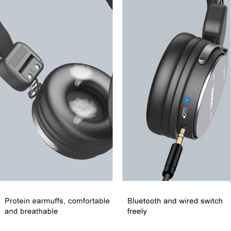 Ipipoo EP-2 Wireless Bluetooth Headphones Foldable Head-mounted Stereo HiFi Headphones Handsfree Support MFB Key (Grey)