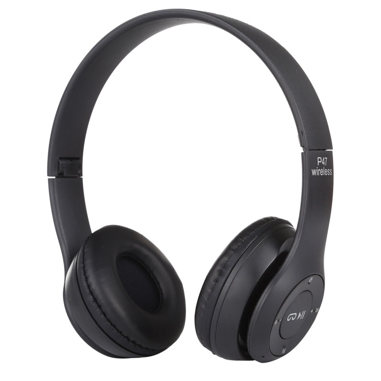 P47 Foldable Wireless Bluetooth Headphones with 3.5mm Audio Jack Support MP3 / FM / Call (Black)