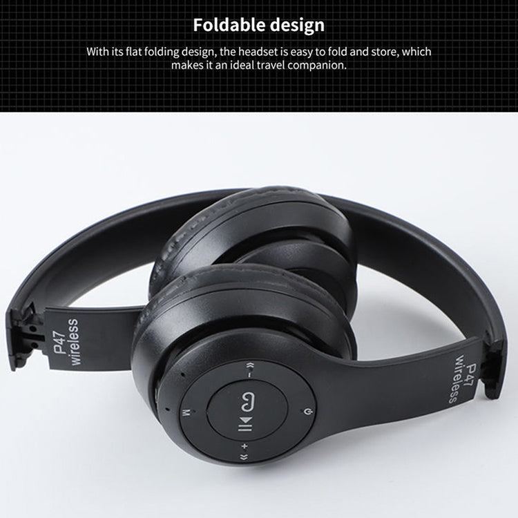 Auriculares Bluetooth Inalámbricos plegables P47 con Conector de Audio de 3.5 mm compatible con MP3 / FM / llamada (verde)