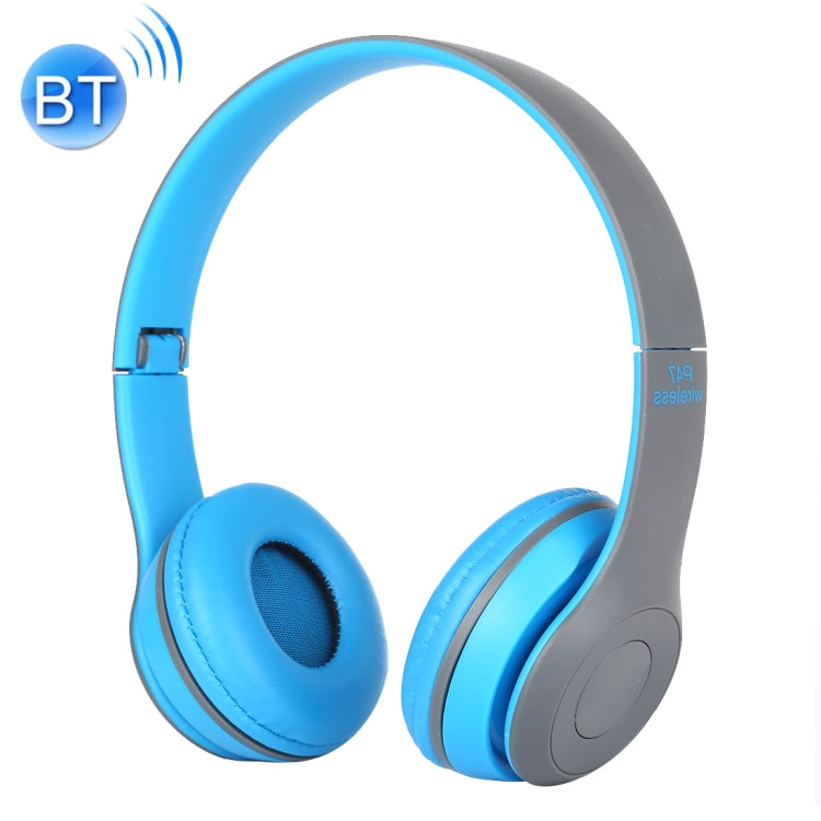 P47 Foldable Wireless Bluetooth Headphones with 3.5mm Audio Jack Support MP3 / FM / Call (Blue)