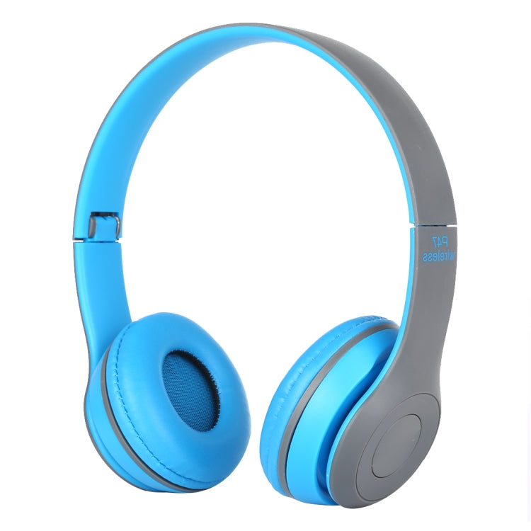 Casque Bluetooth sans fil pliable P47 avec prise audio 3,5 mm prise en charge MP3/FM/appel (bleu)