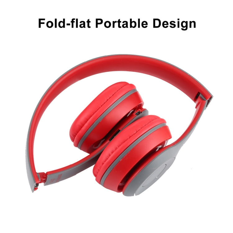 P47 Foldable Wireless Bluetooth Headphones with 3.5mm Audio Jack Support MP3 / FM / Call (Red)