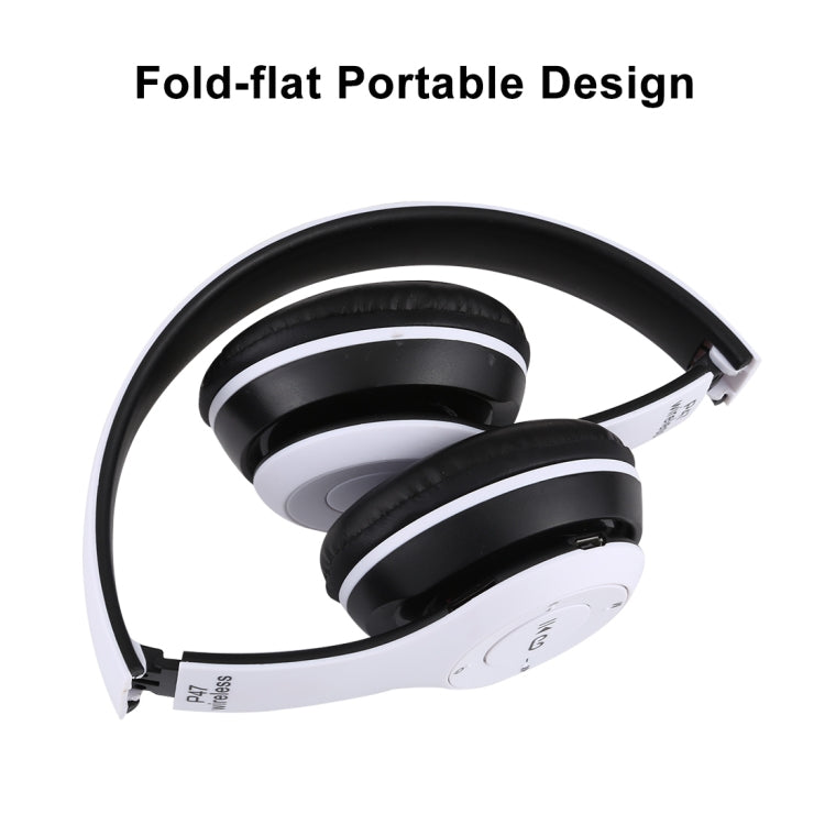 Auriculares Bluetooth Inalámbricos plegables P47 con Conector de Audio de 3.5 mm compatible con MP3 / FM / llamada (Blanco)