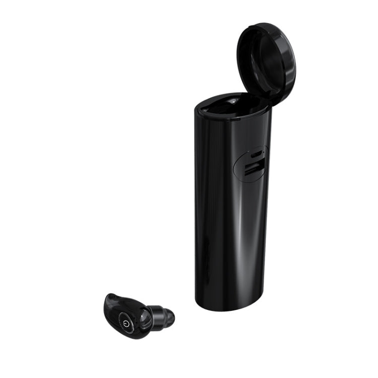 V21 Mini Wireless Stereo Bluetooth V5.0 Single Ear Headphones with Charging Box (Black)