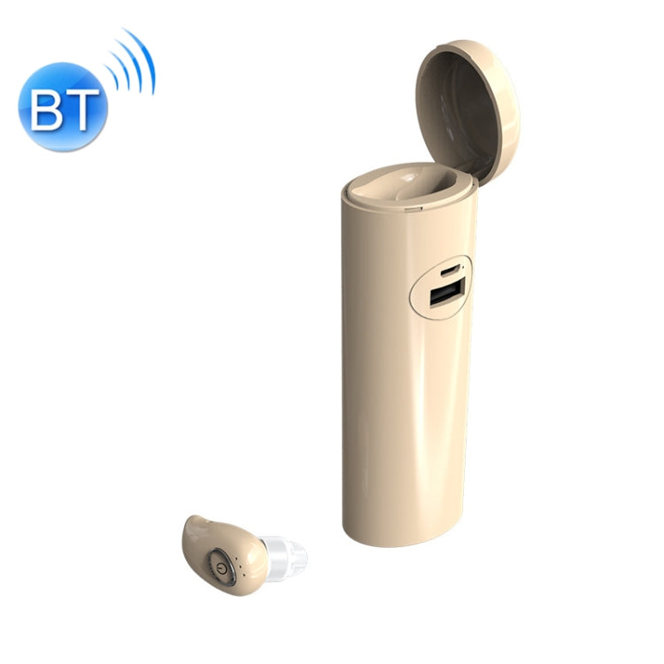 V21 Mini Wireless Stereo Bluetooth V5.0 Single Ear Headphones with Charging Box (Flesh Color)
