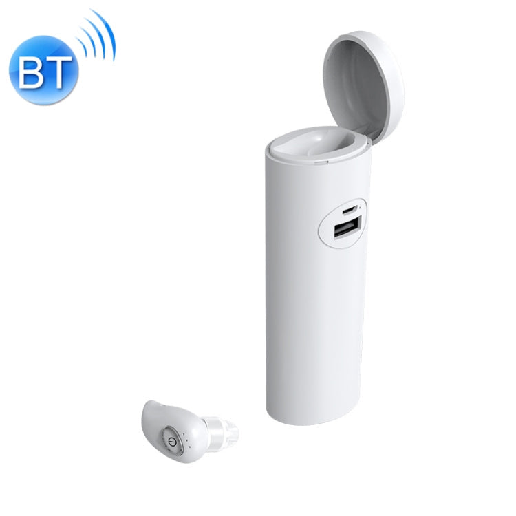 V21 Mini Auriculares Inalámbricos Stereo Bluetooth V5.0 de un solo Oído con caja de Carga (Blanco)