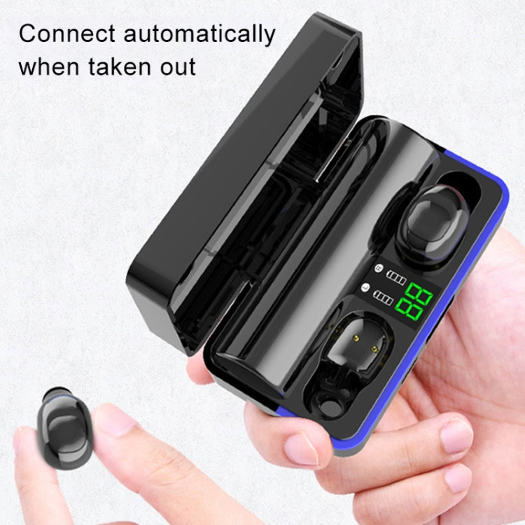 W12 IPX6 étanche Bluetooth 5.0 tactile sans fil Bluetooth écouteur avec prise en charge de la boîte de charge affichage numérique barre lumineuse d'alimentation et de respiration et banque d'alimentation d'appel HD (noir)