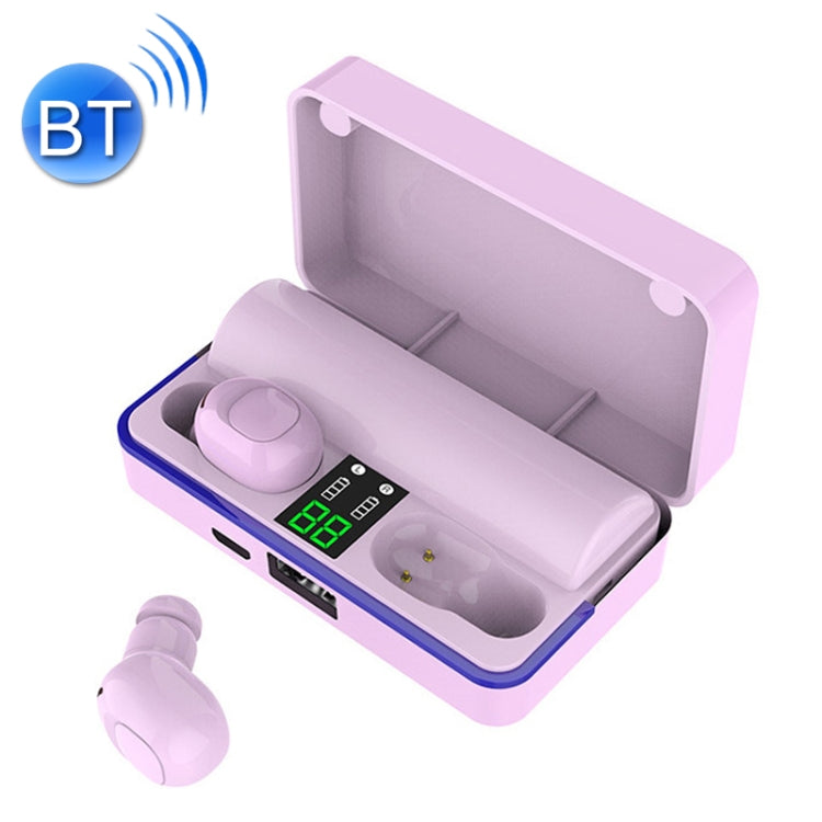 W12 IPX6 - Auriculares Inalámbricos Bluetooth 5.0 táctiles a prueba de agua con caja de Carga Pantalla Digital de alimentación y barra de luz de respiración y banco de energía y llamadas HD (Rosa)