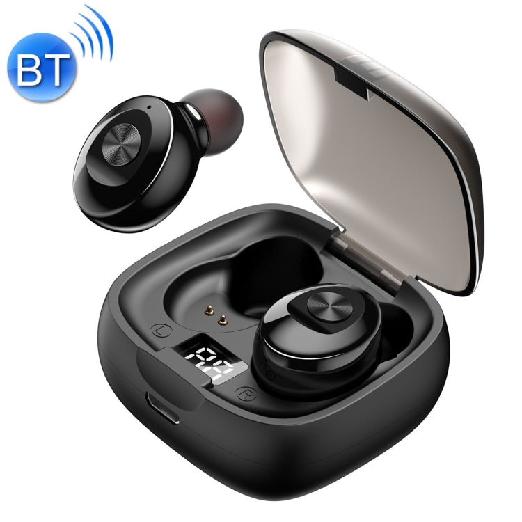 XG-8 TWS Écouteur Bluetooth à écran tactile numérique avec boîtier de chargement magnétique (noir)