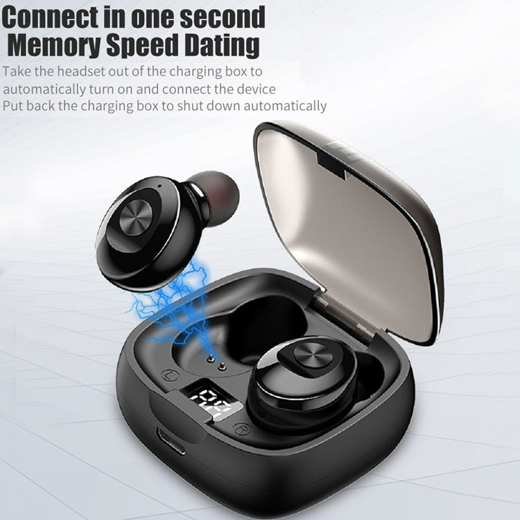 XG-8 TWS Digital Touch Screen Bluetooth Earphone with Magnetic Charging Box (Black)