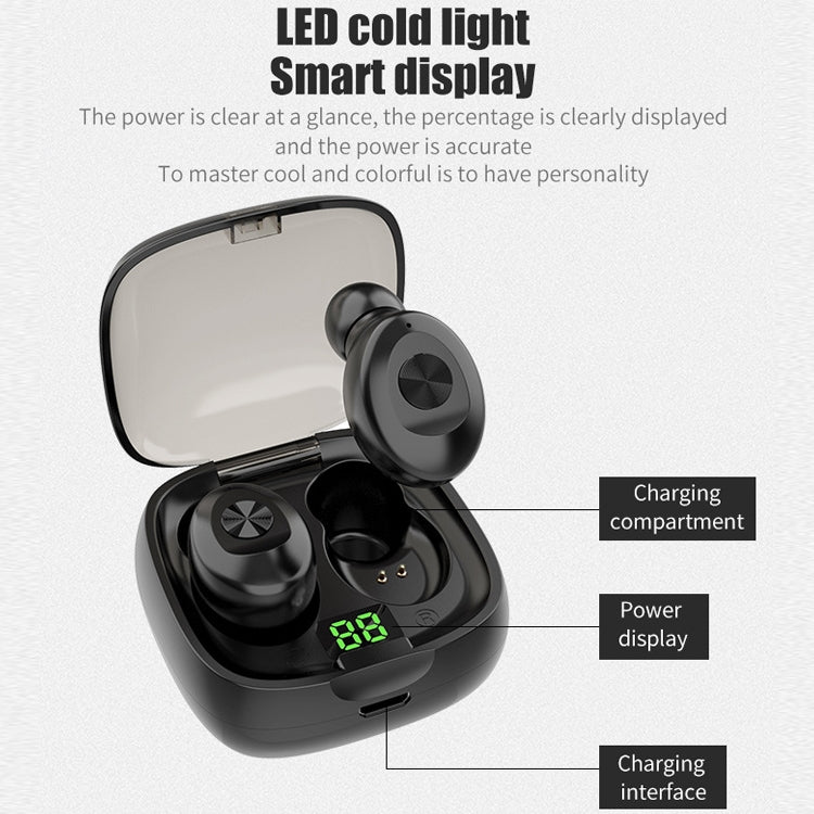 XG-8 TWS Écouteur Bluetooth à écran tactile numérique avec boîtier de chargement magnétique (noir)