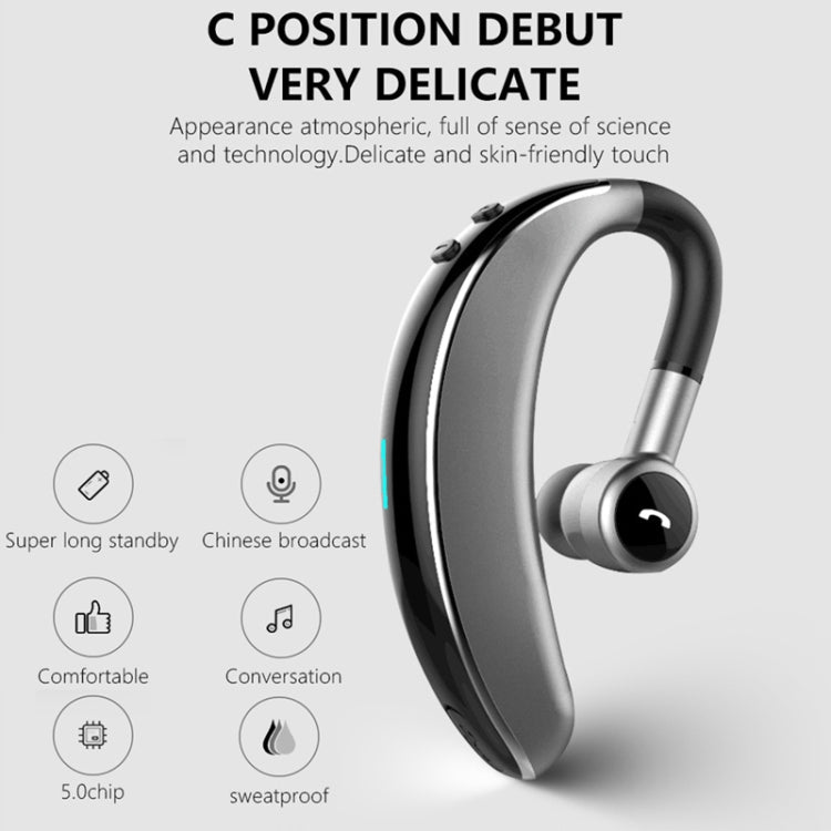V7 Bluetooth 5.0 Auriculares Deportivos Stereo Inalámbricos con Bluetooth de estilo empresarial soporte para informar el nombre de la persona que llama (Gris)