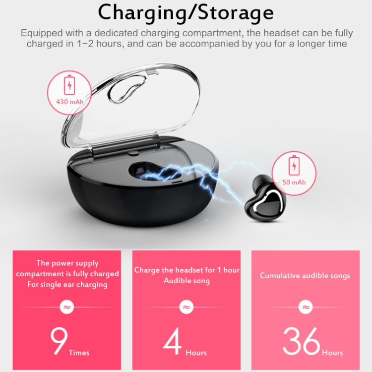 X7 Bluetooth 4.1 Mini Invisible Wireless Sports Bluetooth Earphone with Charging Box (Black)