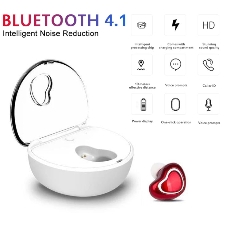 X7 Bluetooth 4.1 Mini Invisible Wireless Sports Auricular Bluetooth con caja de Carga (Rojo)