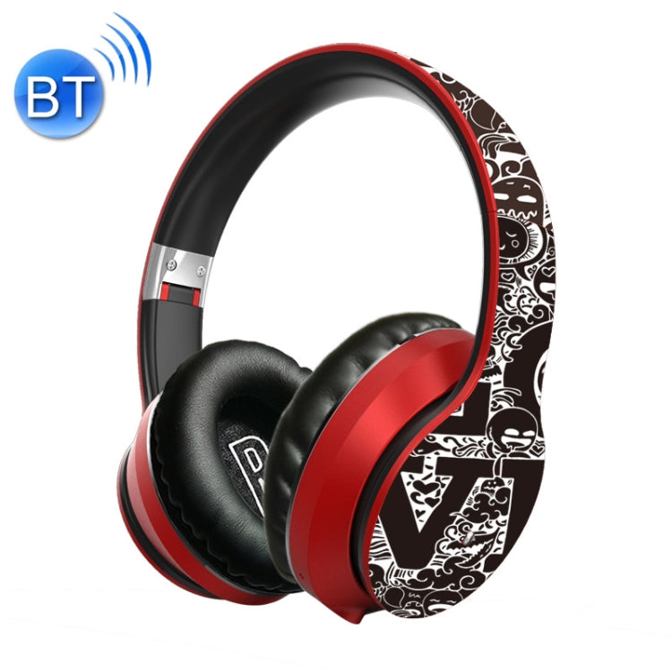 B1 Graffiti Pattern Wireless Bluetooth V5.0 Headphones (Red)
