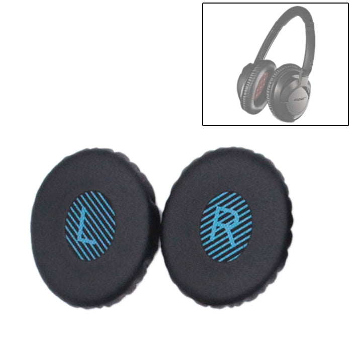 Housse de coussin pour casque Bose OE2 / OE2i / SoundTrue Cache-oreilles en éponge Oreillettes de remplacement (Noir Bleu)