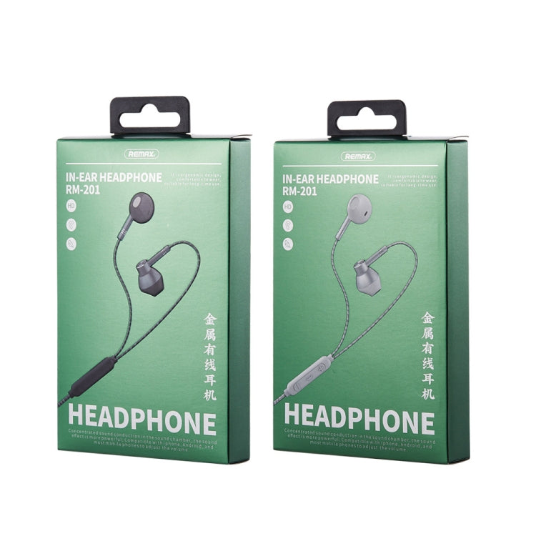 Remax RM-201 In-Ear Stereo Metal Music Earphone with Wired Control + MIC Support Handsfree