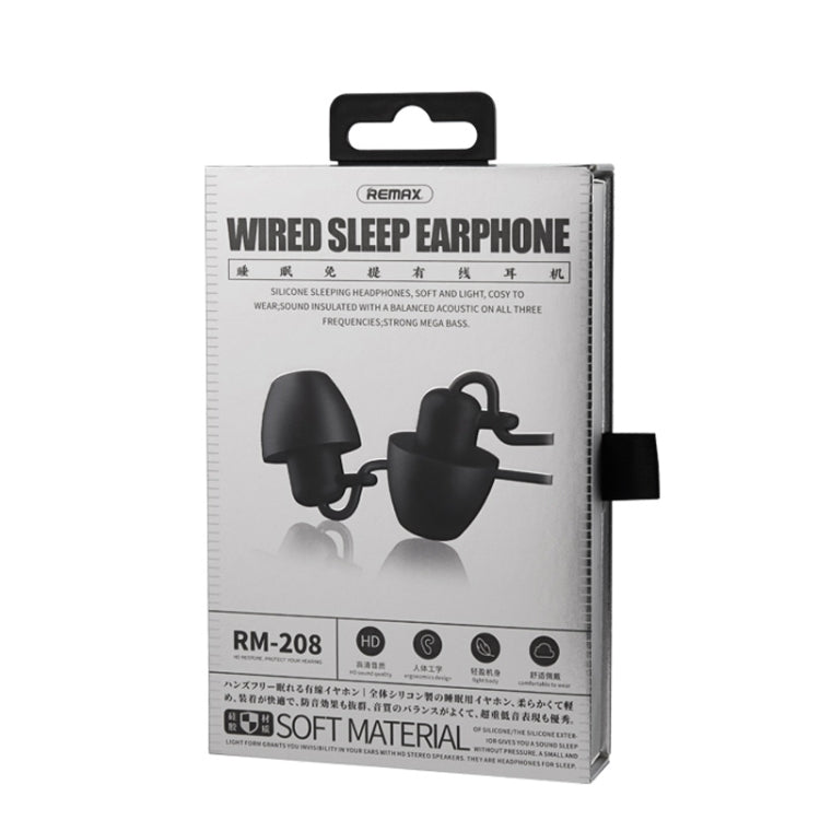 Remax RM-208 Casque stéréo pour dormir dans l'oreille avec contrôle filaire + microphone de support mains libres (noir)