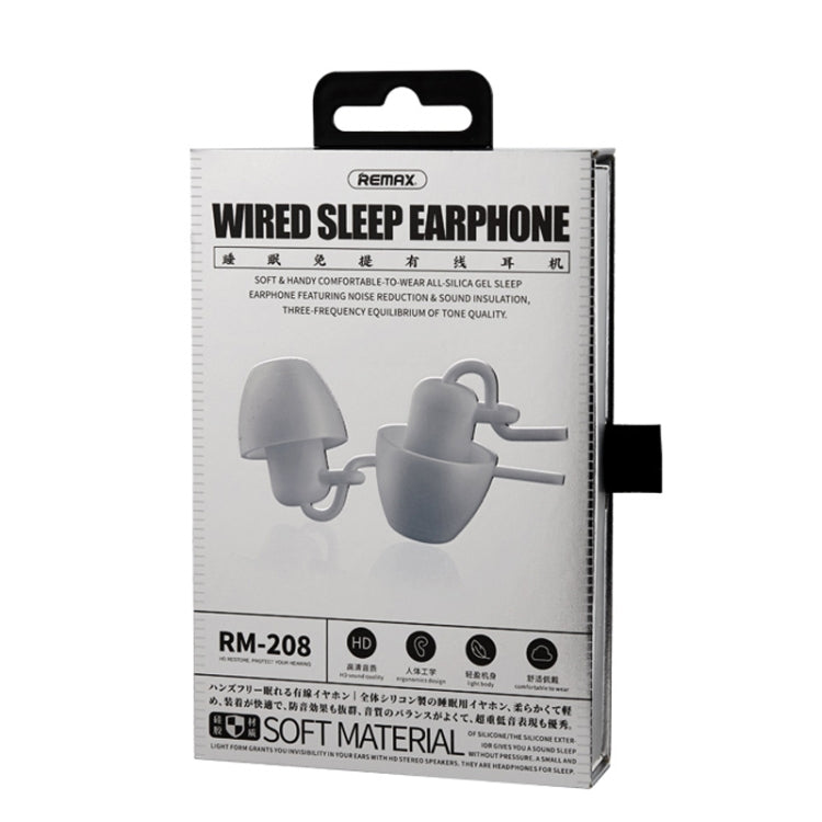 Remax RM-208 In-Ear Sleeping Stereo Headphone with Wired Control + MIC Hands-Free Support