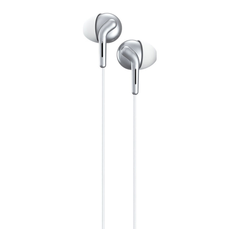 Remax RM-595 3,5 mm Gold Pin In-Ear Stereo Dual Action Metal Music Earphone with Wired Control + MIC Support Hands-Free (Blanc)