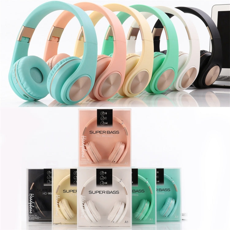 A1 Bluetooth 4.2 Candy Color Super Dock Bluetooth Headphones Support Music Playing and Switching Volume and Answer Control (Gold)