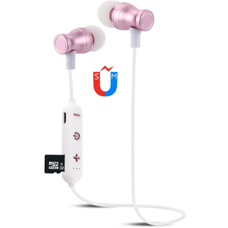 Auriculares Bluetooth con diseño de cuello colgante F11 Bluetooth 4.2 compatible con reproducción de música conmutación Control de volumen y respuesta (Oro Rosa)