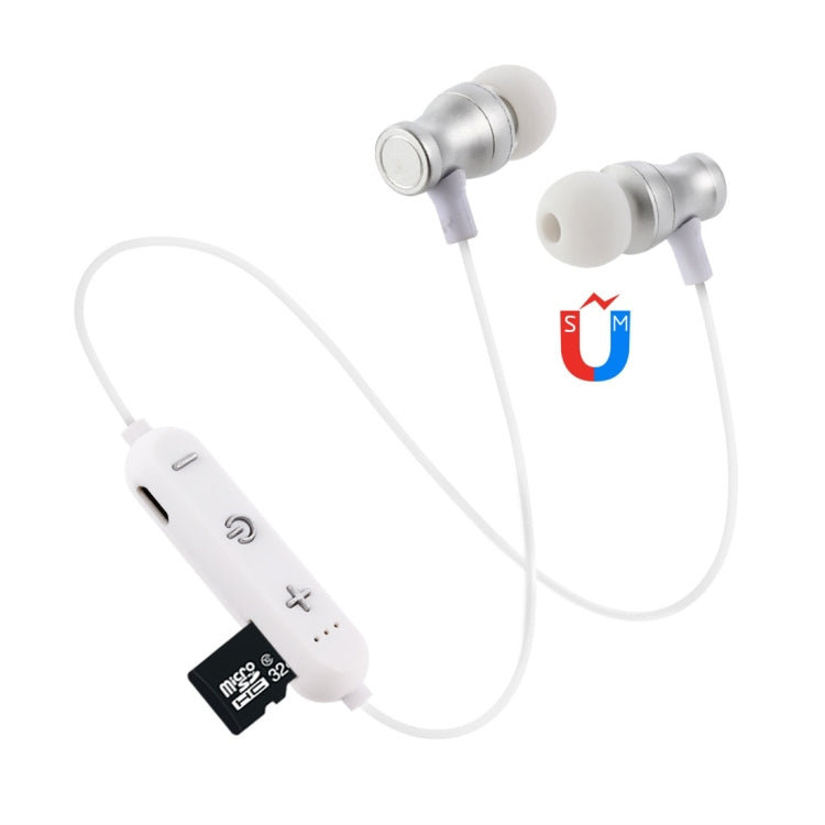 Auriculares Bluetooth con diseño de cuello colgante F11 Bluetooth 4.2 compatible con reproducción de música conmutación Control de volumen y respuesta (Plateado)