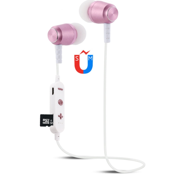 Hanging Neck Design Bluetooth Headphones F15 Bluetooth 4.2 Support Music Play Switching Volume Control and Answer (Rose Gold)