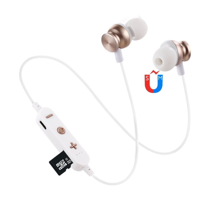 Écouteurs Bluetooth à conception de cou suspendu F17 Bluetooth 4.2 Prise en charge de la lecture de musique Commutation du contrôle du volume et de la réponse (Or)