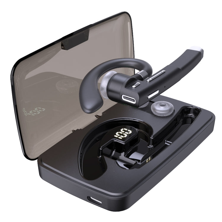 YYK-520 Auricular Bluetooth de negocios con una sola Oreja giratoria con caja de Carga y Pantalla Digital llamada de soporte y remarcación de la última llamada