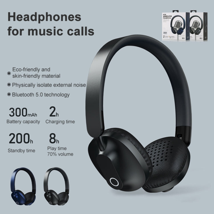 Remax RB-550HB Bluetooth V5.0 Stereo Music Headphones (Blue)