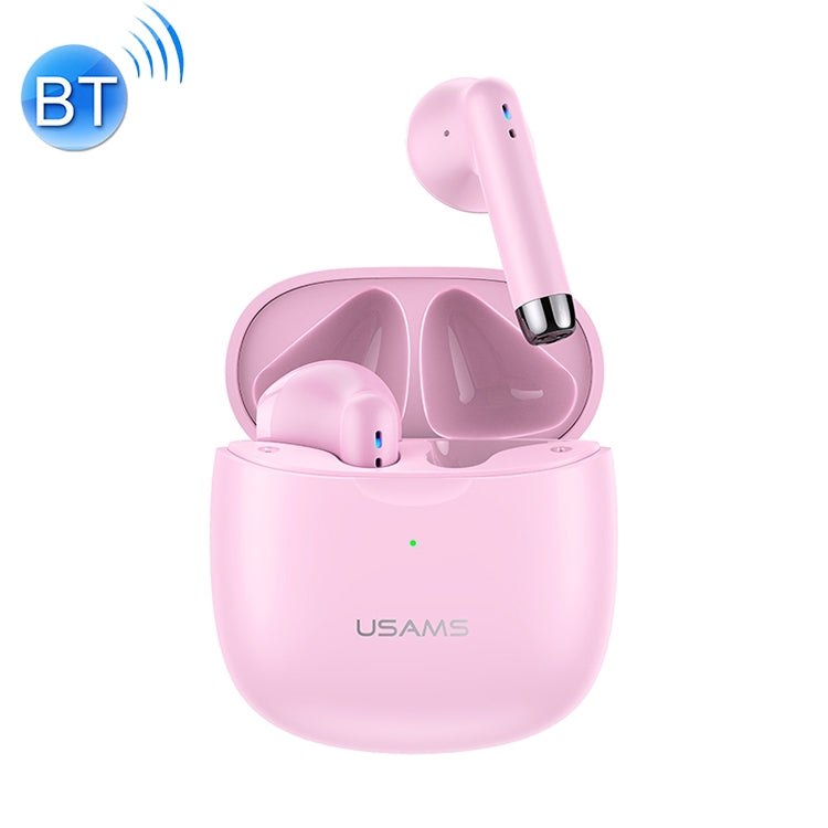 USAMS-IA04 Serie de sentido cero Bluetooth Wireless Bluetooth 5.0 Mini tws Auriculares con caja de Carga (Rosa)