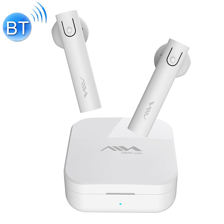 AIN AT-X80W TWS Semi-In-Ore Bluetooth Headphones with Charging Box Support Master-Slave Switching HD Call Voice Assistant (White)