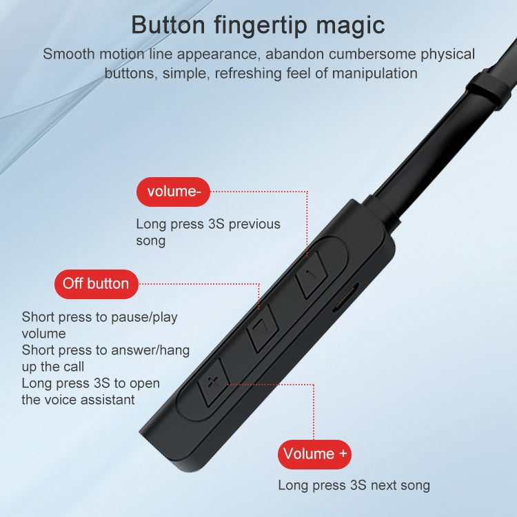 Ain MK-I01 IPX4 Filaire Contrôle Bluetooth Écouteur avec Boucle de Câble Support Appel et Assistant Vocal (Noir)