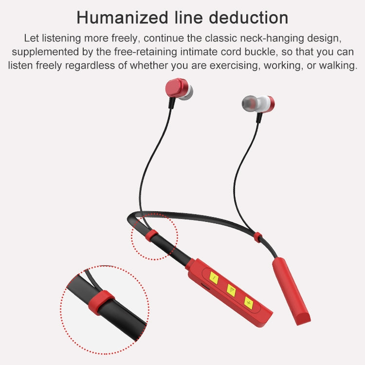 Ain MK-I01 IPX4 Écouteur Bluetooth à contrôle filaire avec boucle de câble Prise en charge des appels et assistant vocal (Rouge)